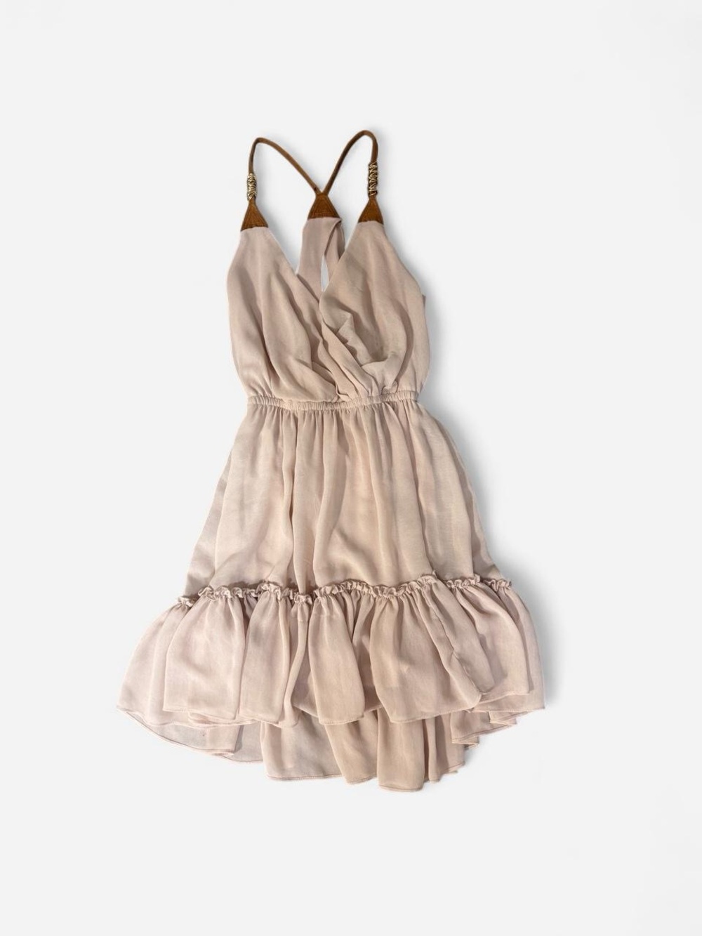 Double Zero Dusty Blush Ruffled Spaghetti-Strap Dress